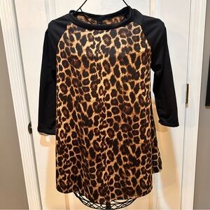 Leopard Print Tunic with Black Sleeves